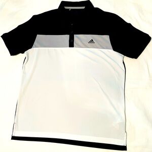 Adidas Men's Black and White Polo Shirt